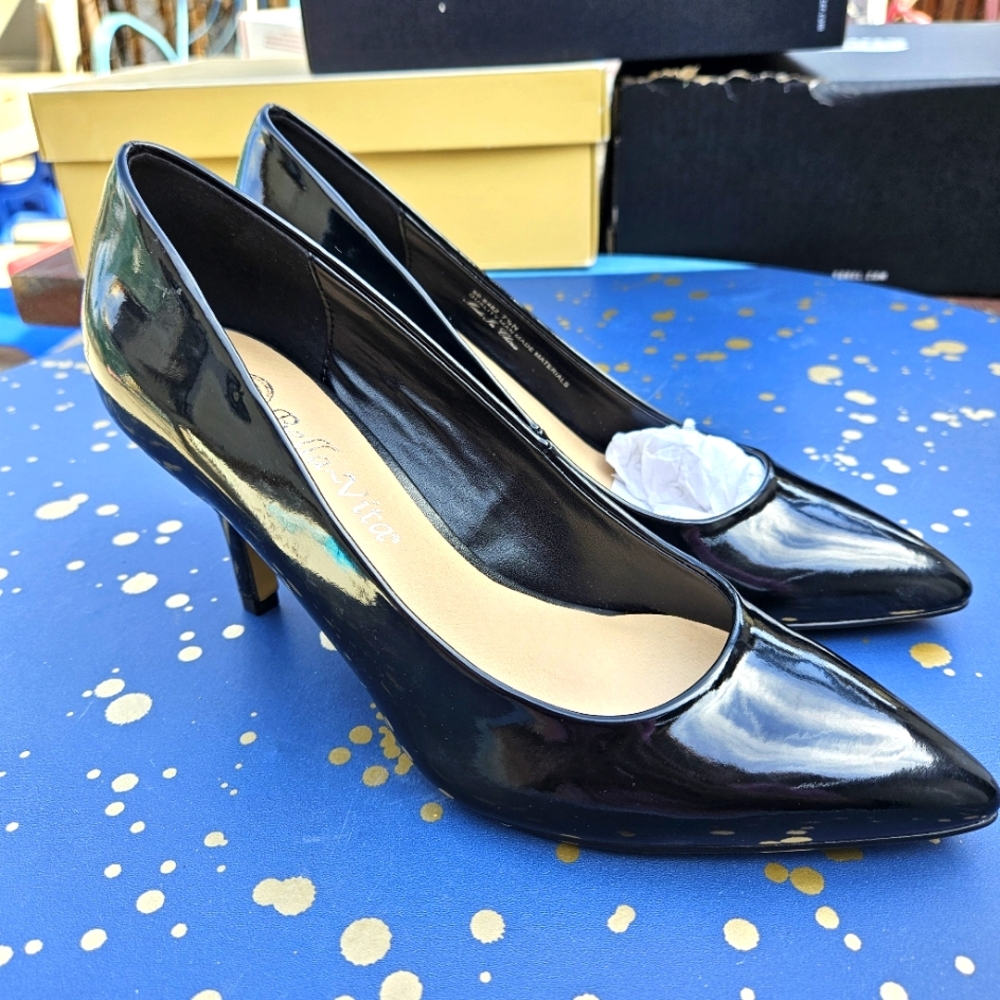 Bella Vita Define ll Black Pat Heels Shoes Women's Size 7.5 - Picture 2 of 15